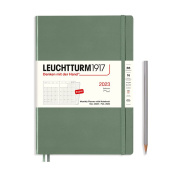 Ежемесячник 2023 на 16 мес. Leuchtturm B5 (178 х 254 мм) с записной книжкой в гибкой обложке, олива