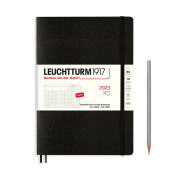 Ежемесячник 2023 на 16 мес. Leuchtturm B5 (178 х 254 мм) с записной книжкой в гибкой обложке, черный
