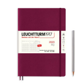 Ежемесячник 2023 на 16 мес. Leuchtturm B5 (178 х 254 мм) с записной книжкой в гибкой обложке, винный
