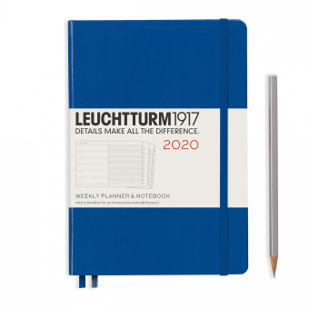 Еженедельник Leuchtturm 2020 А5 с запис. книжкой с доп. буклетом, королевский синий