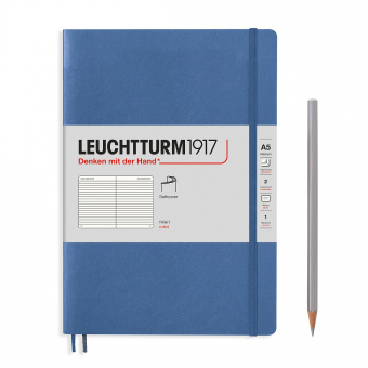 Записная книжка блокнот в мягкой обложке Leuchtturm A5 (145 x 210 мм) Muted Colours в линию, голубой