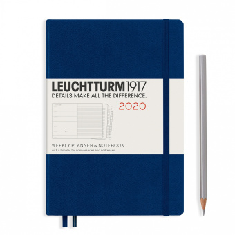 Еженедельник Leuchtturm 2020 А5 с записной книжкой с доп. буклетом, тёмно-синий