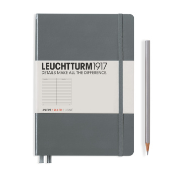 Записная книжка блокнот Leuchtturm A5 (145 x 210 мм) в линию, антрацит