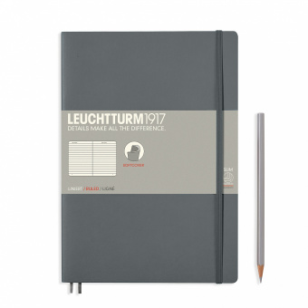 Записная книжка блокнот в мягкой обложке Leuchtturm B5 (178 х 254 мм) в линейку, антрацит