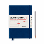 Еженедельник 2022 А5 Leuchtturm + доп. буклет, тёмно-синий