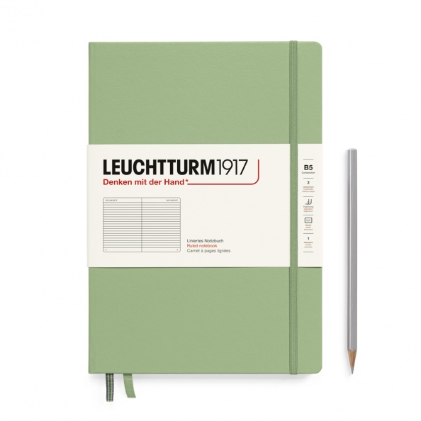 Записная книжка блокнот Leuchtturm В5 в линейку, пастельный зелёный
