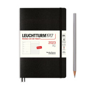 Еженедельник 2023 Leuchtturm B6+ в гибкой обложке с записной книжкой, черный