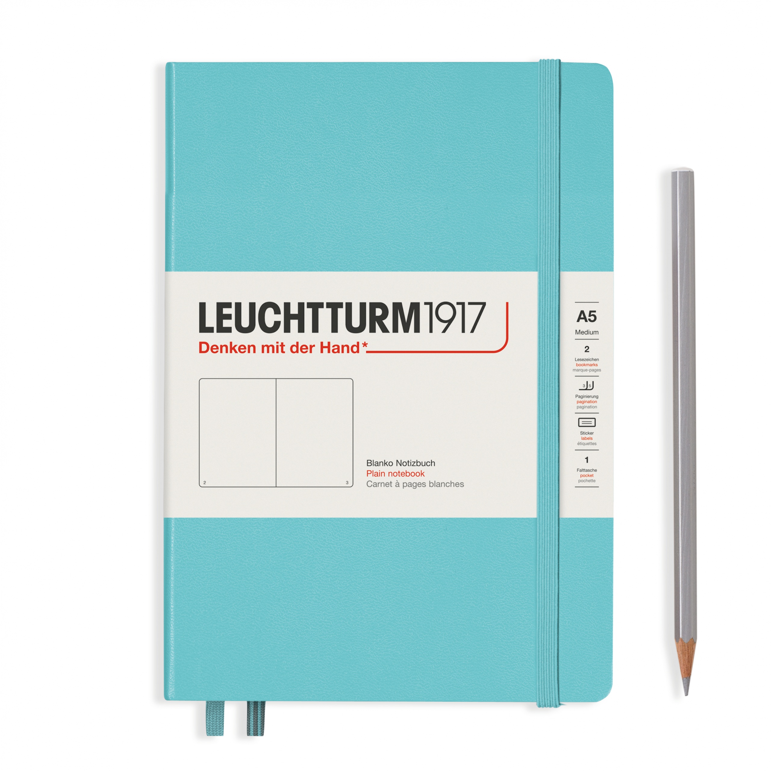 Записная книжка блокнот Leuchtturm Medium A5 нелинованная, аквамарин