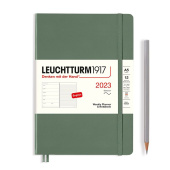 Еженедельник 2023 Leuchtturm А5 в гибкой обложке с записной книжкой, олива