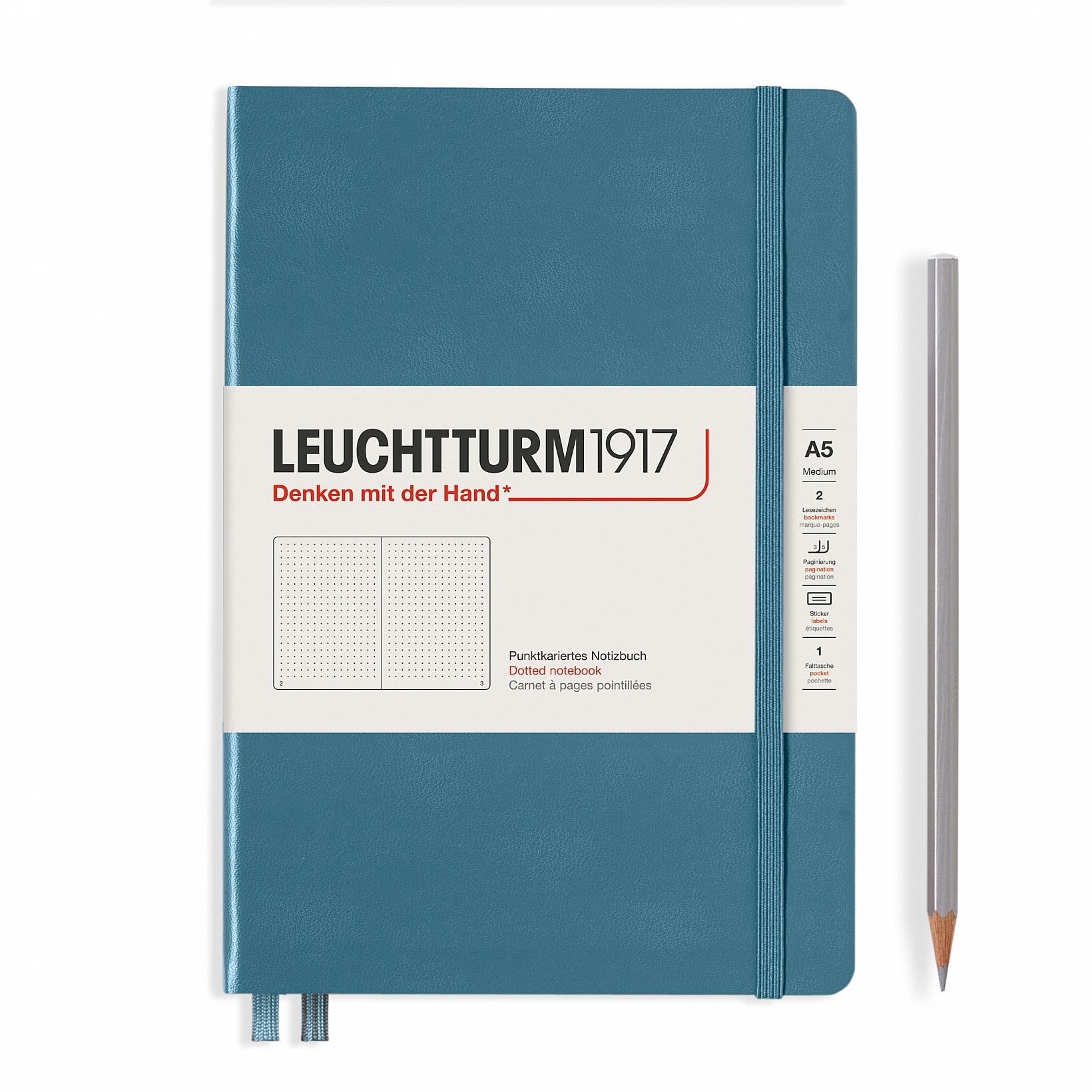 Записная книжка блокнот Leuchtturm Medium A5 Rising Colours в точку, синий камень