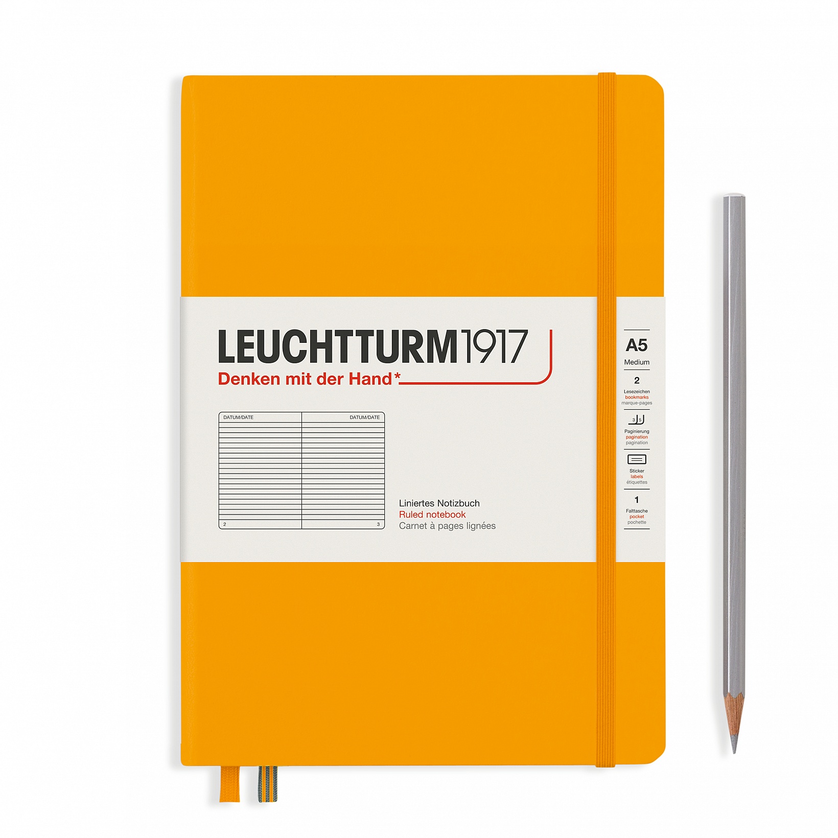 Записная книжка блокнот Leuchtturm Medium A5 Rising Colours в линию, тёплый жёлтый