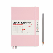Еженедельник 2022 А5 Leuchtturm почасовой + доп. буклет, пастельный розовый