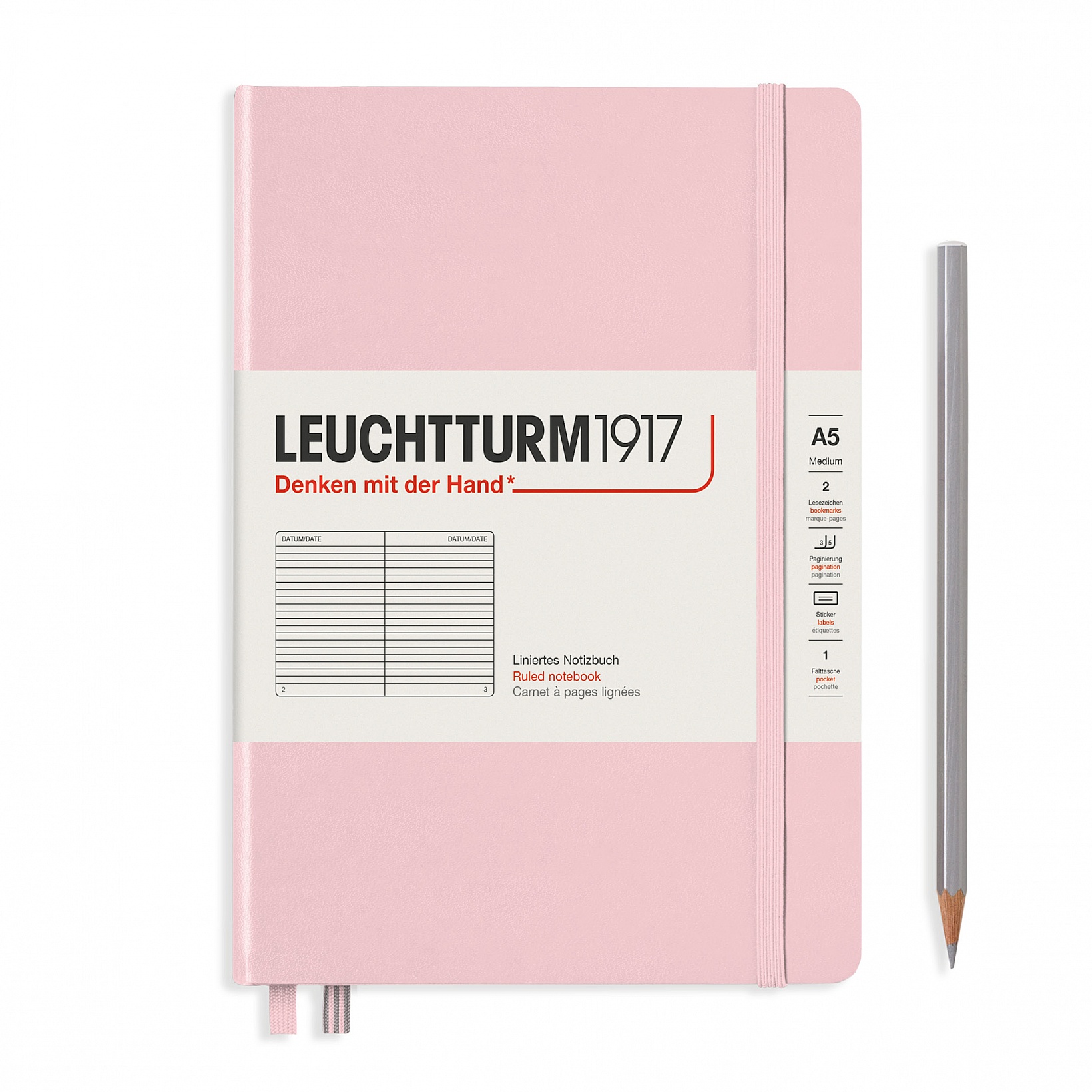 Записная книжка блокнот Leuchtturm Medium A5 Muted Colours в линию, розовый