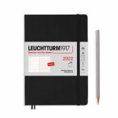 Еженедельник 2022 А5 Leuchtturm с записной книжкой в гибкой обложке, чёрный