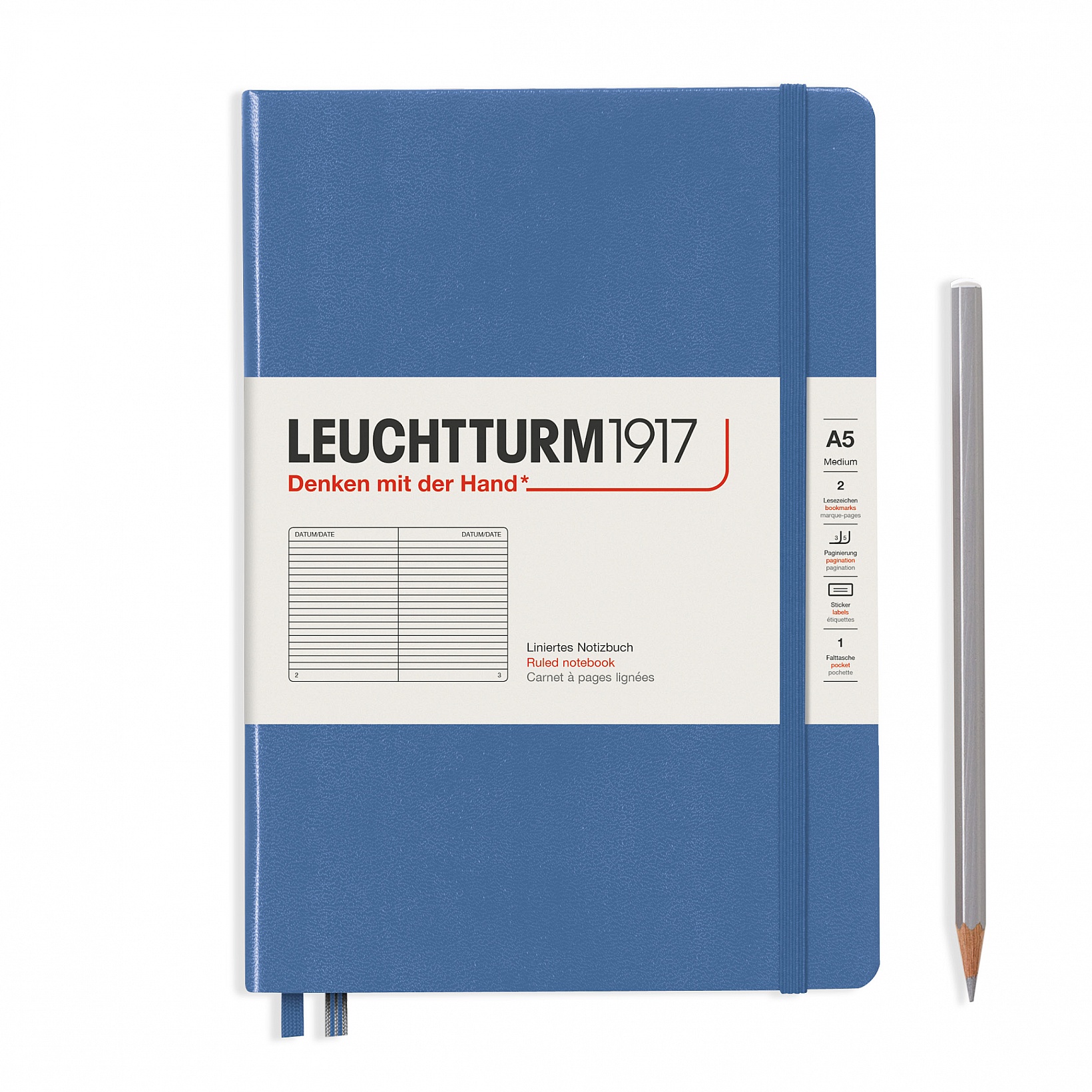 Записная книжка блокнот Leuchtturm Medium A5 Muted Colours в линию, голубой