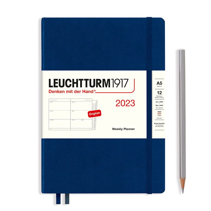 Еженедельник 2023 Leuchtturm А5 + доп. буклет, темно-синий