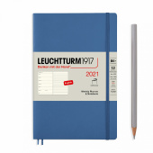 Еженедельник 2021 Leuchtturm А5 с записной книжкой в мягкой обложке, деним