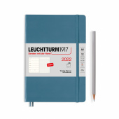 Еженедельник 2022 А5 Leuchtturm c записной книжкой в гибкой обложке, синий камень