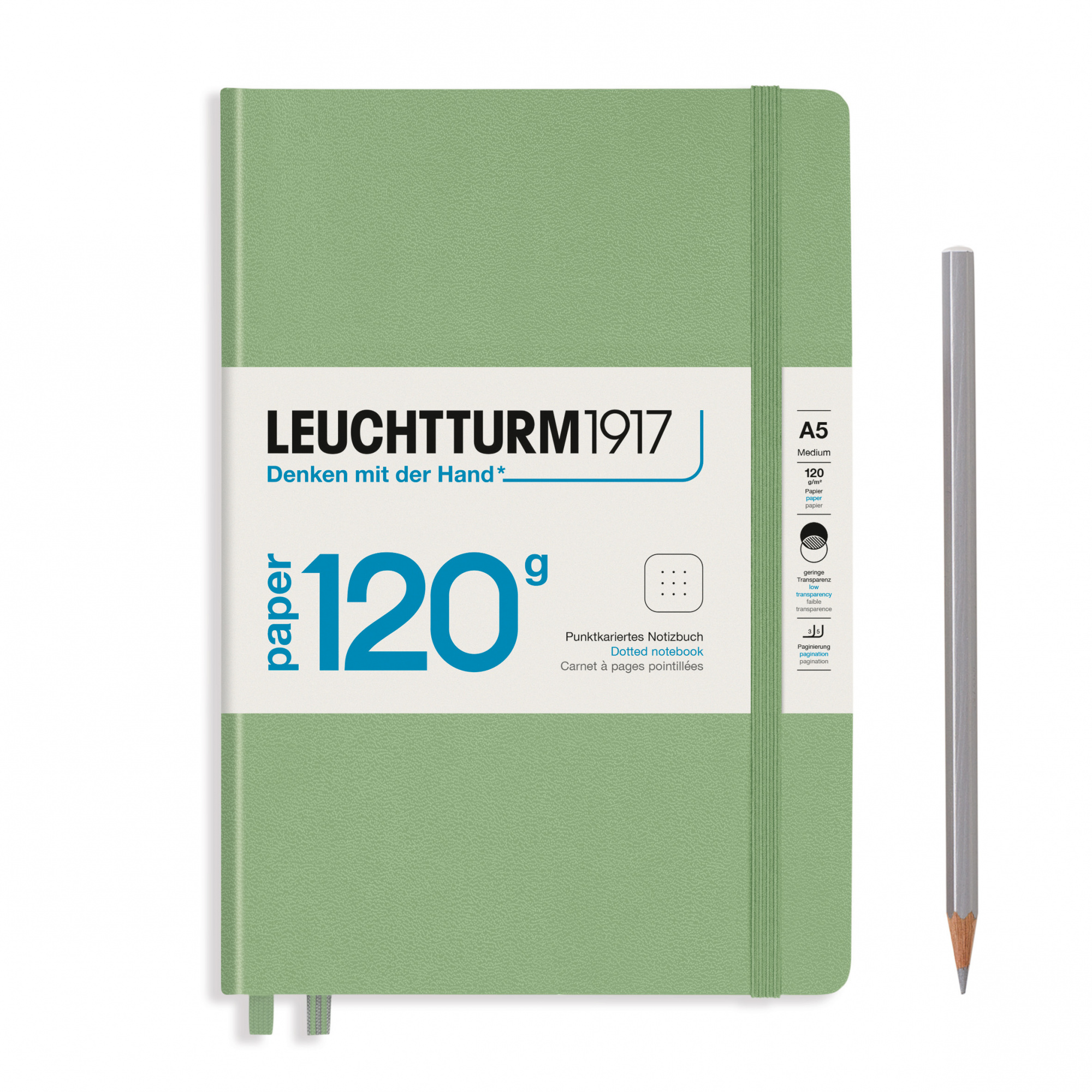 Записная книжка блокнот Leuchtturm 120g Edition в точку, пастельный зелёный (Sage)