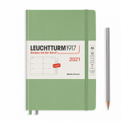 Еженедельник 2021 А5 Leuchtturm1917 + доп. буклет, пастельный зелёный