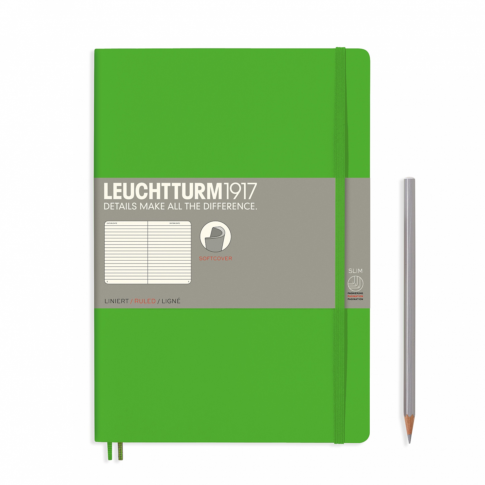 Записная книжка блокнот в мягкой обложке Leuchtturm В5 (в линейку), свежий зелёный