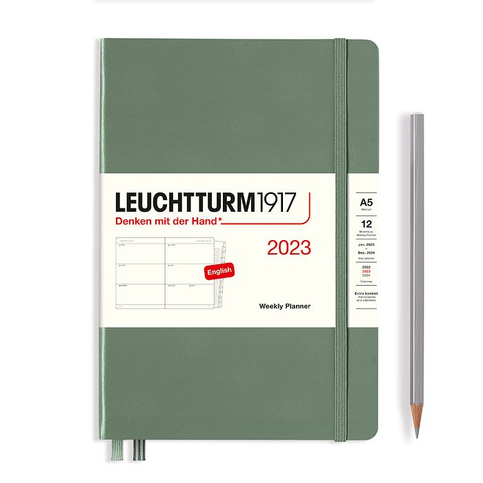 Еженедельник 2023 Leuchtturm А5 + доп. буклет, олива