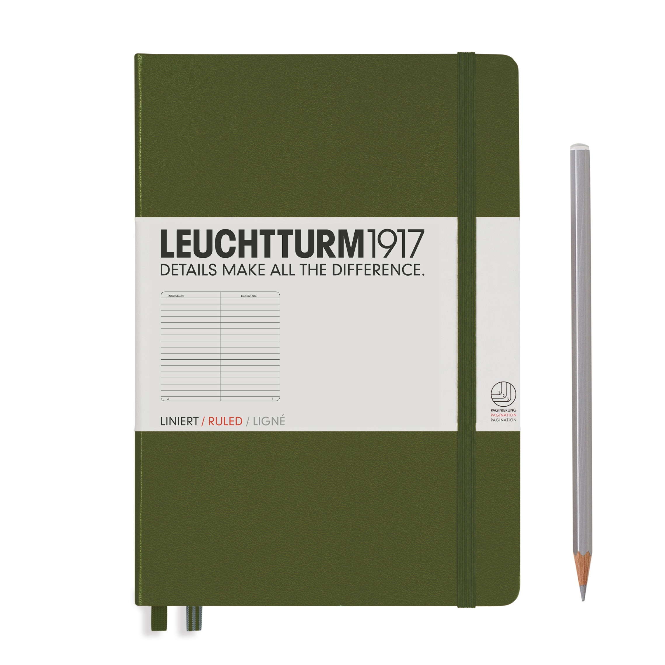 Записная книжка блокнот Leuchtturm A5 (в линейку), хаки