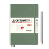 Еженедельник 2023 Leuchtturm А5 с записной книжкой + доп. буклет, олива