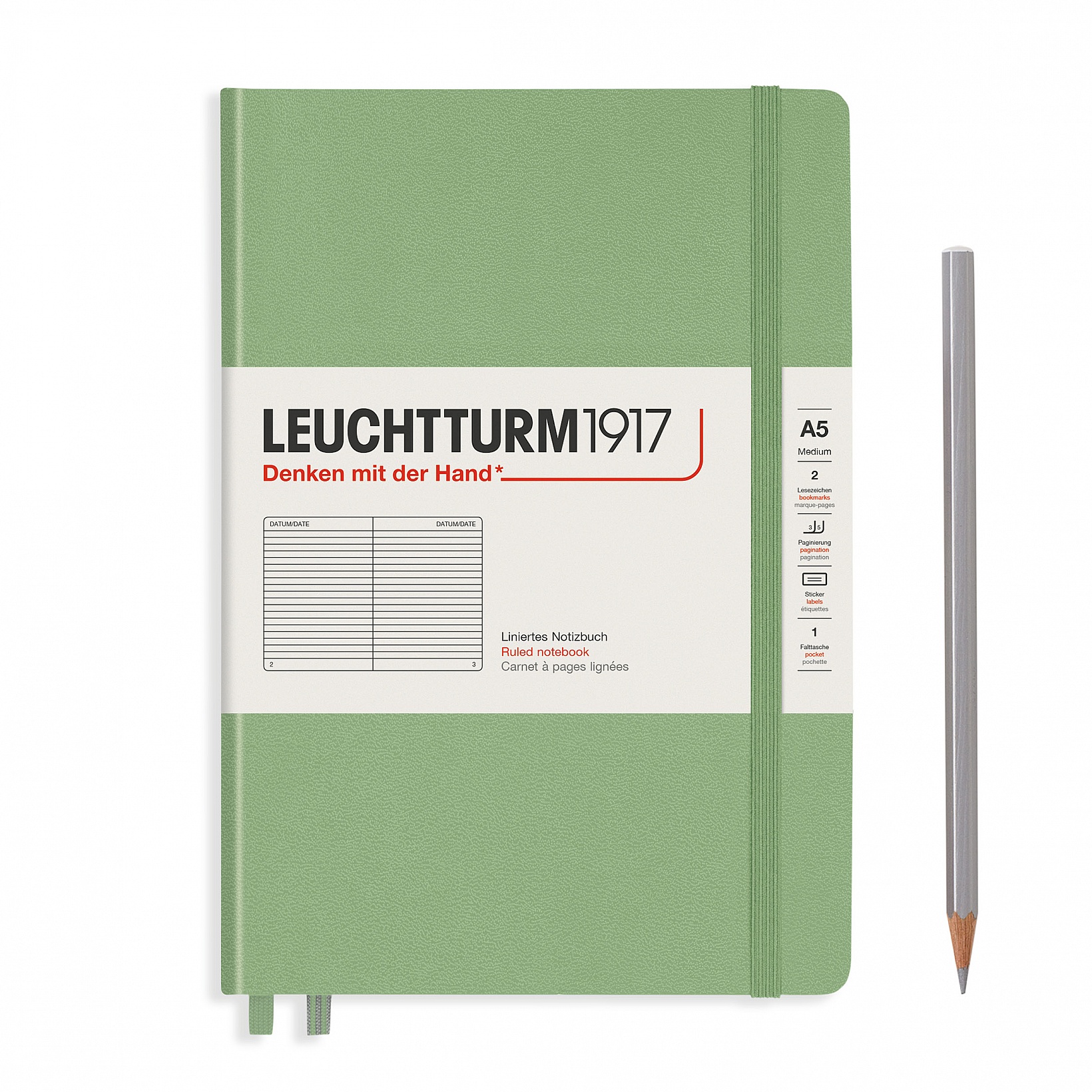 Записная книжка блокнот Leuchtturm Medium A5 Muted Colours в линию, зеленый