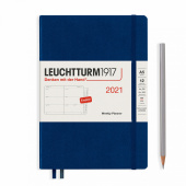 Еженедельник 2021 А5 Leuchtturm1917 + доп. буклет, темно-синий