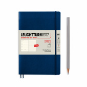 Еженедельник 2022 B6+ Leuchtturm с записной книжкой в гибкой обложке, тёмно-синий