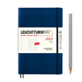 Еженедельник 2023 Leuchtturm B6+ в гибкой обложке с записной книжкой, темно-синий