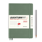 Еженедельник 2023 Leuchtturm А5 вертикальный почасовой +доп. буклет, олива