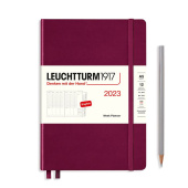 Еженедельник 2023 Leuchtturm А5 вертикальный почасовой +доп. буклет, винный