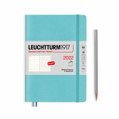 Еженедельник 2022 А5 Leuchtturm c записной книжкой в гибкой обложке, аквамарин