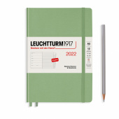 Еженедельник 2022 А5 Leuchtturm с записной книжкой и доп. буклетом, пастельный зелёный