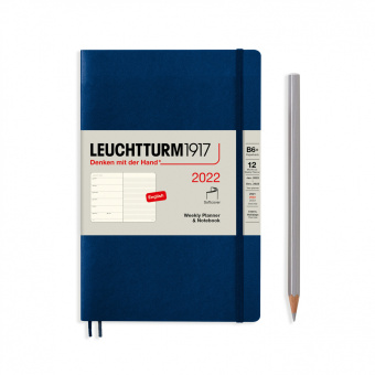 Еженедельник 2022 B6+ Leuchtturm с записной книжкой в гибкой обложке, тёмно-синий