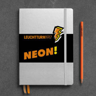 Записн книж блокнот Leuchtturm A5(145 x 210 мм)в точку, лимитир сер Neon!, сереб/оранж