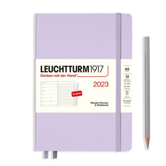 Еженедельник 2023 Leuchtturm А5 с записной книжкой + доп. буклет, сирень