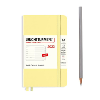 Еженедельник 2023 Leuchtturm А6 с записной книжкой + доп. буклет, ваниль