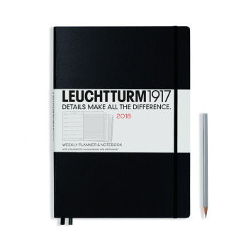 Еженедельник с записной книжкой Leuchtturm Master A4+ (2018), черный