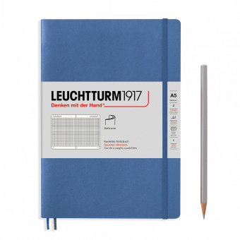 Записная книж. блокнот в мяг.облож. Leuchtturm A5(145 x 210 мм)Muted Colours в клет., голуб