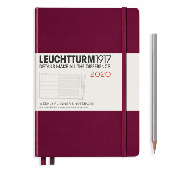 Еженедельник Leuchtturm 2020 А5 с записной книжкой с доп. буклетом, винный