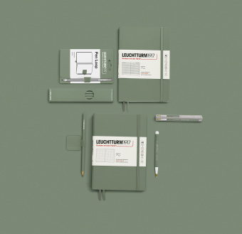 Записная книжка блокнот Leuchtturm A5 (145 x 210 мм) Smooth Colours в точку, олива