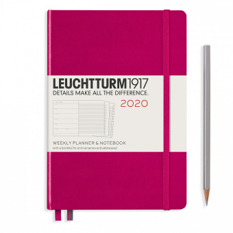 Еженедельник Leuchtturm 2020 А5 с записной книжкой с доп. буклетом, ягодный