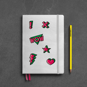 Записная книжка блокнот Leuchtturm A5 (145 x 210 мм) в точку, лимитированная серия Neon!, серебро/зеленый