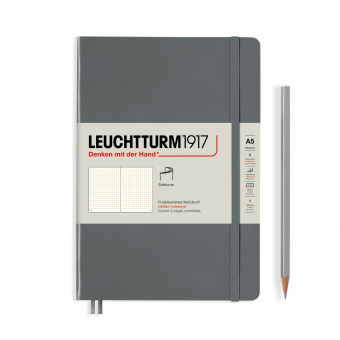 Записная книжка блокнот Leuchtturm в мягкой обложке A5 в точку, антрацит
