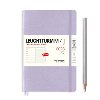 Еженедельник 2023 Leuchtturm B6+ в гибкой обложке с записной книжкой, сирень