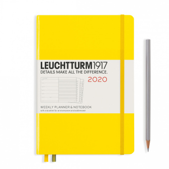 Еженедельник Leuchtturm 2020 А5 с записной книжкой с доп. буклетом, жёлтый