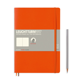Записная книжка блокнот в мягкой обложке Leuchtturm B5 (178 х 254 мм) нелинованная, оранжевая